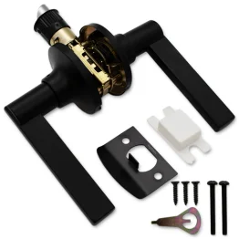 Straight Bar Passage Door Handle with 25mm Tubular Latch - Matt Black